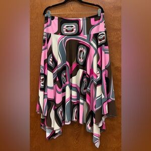 Y2K Chapter One asymmetrical skirt drop waist stretchy pink brown cream MEDIUM